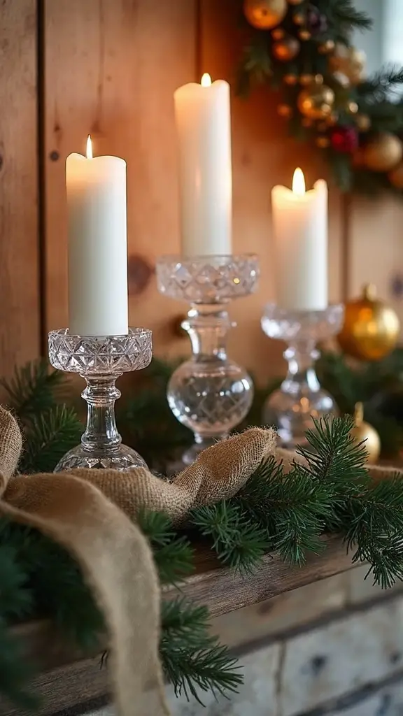 rustic glam crystal candle mantel