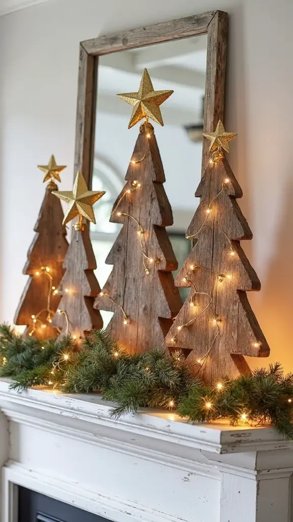 rustic glamorous metallic topped christmas trees