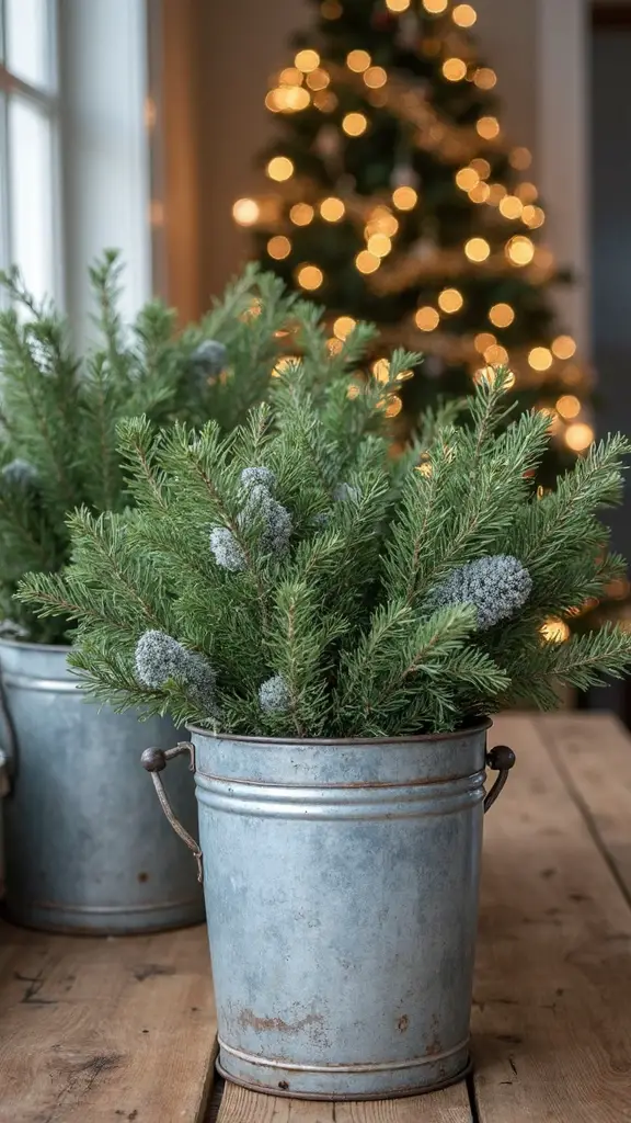 rustic industrial farmhouse holiday greenery