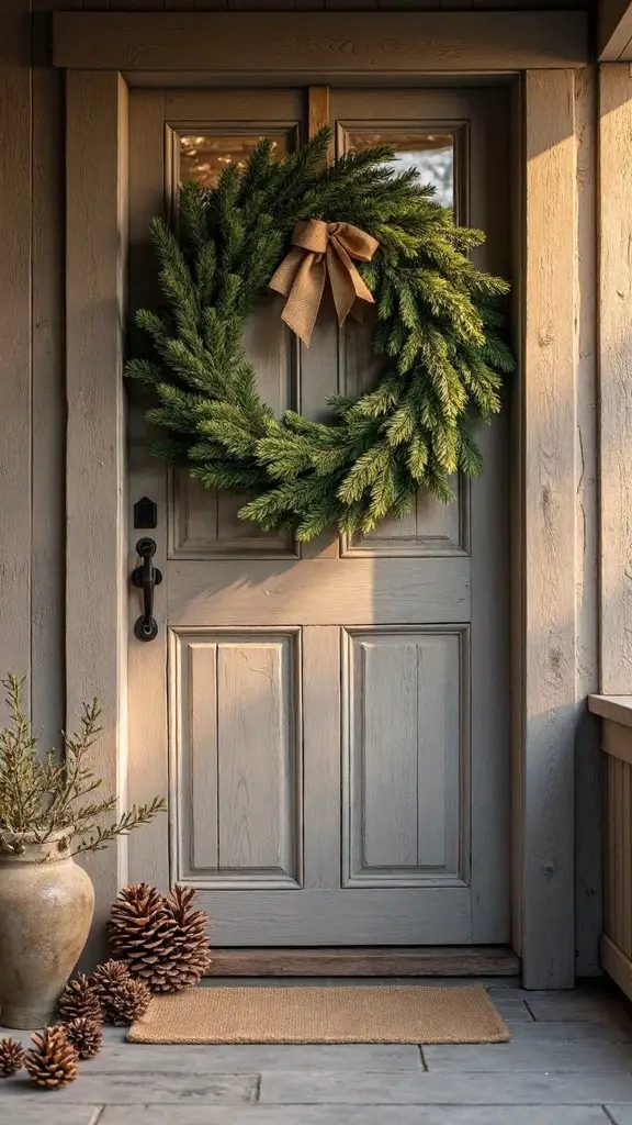 rustic natural cascading holiday door decor