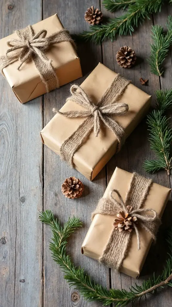 rustic natural farmhouse inspired gift wrapping
