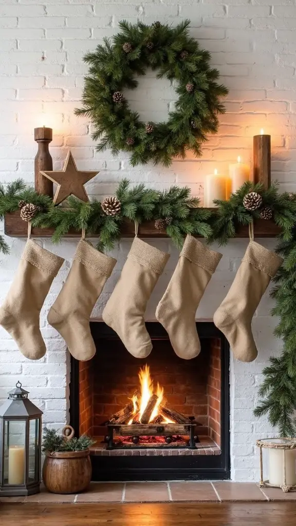 rustic natural vintage layered farmhouse mantel