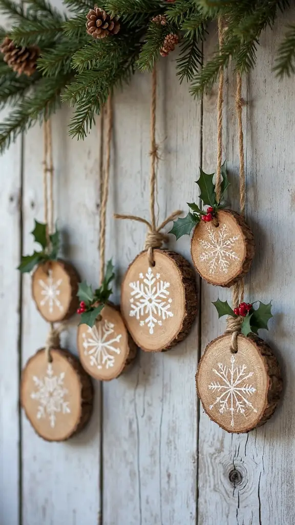 rustic personalized hand painted wooden slice ornaments