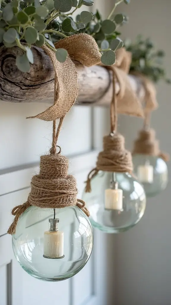 rustic twine wrapped christmas decorations