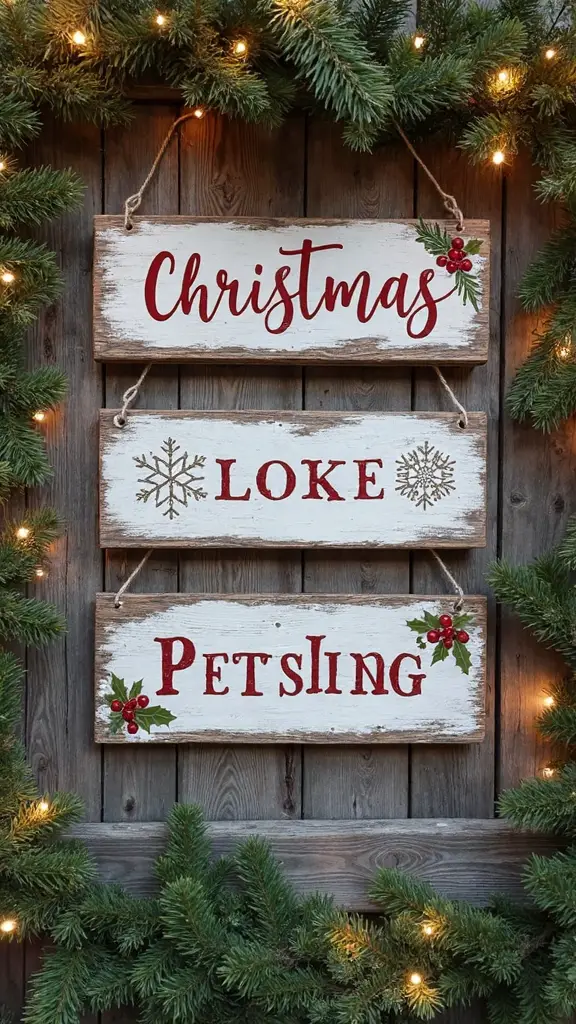 rustic weathered personalized christmas signage
