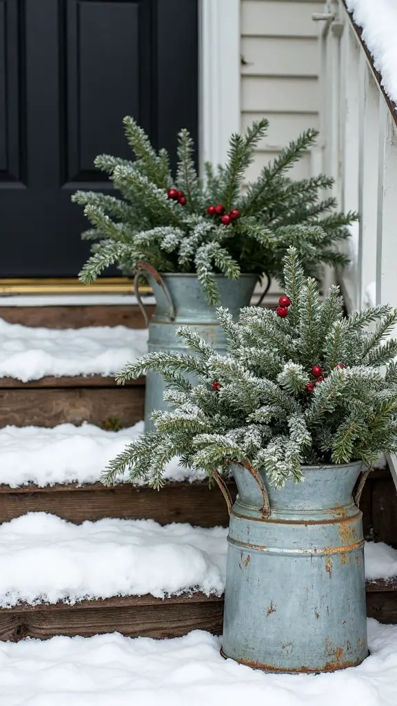 rustic winter greenery focal points