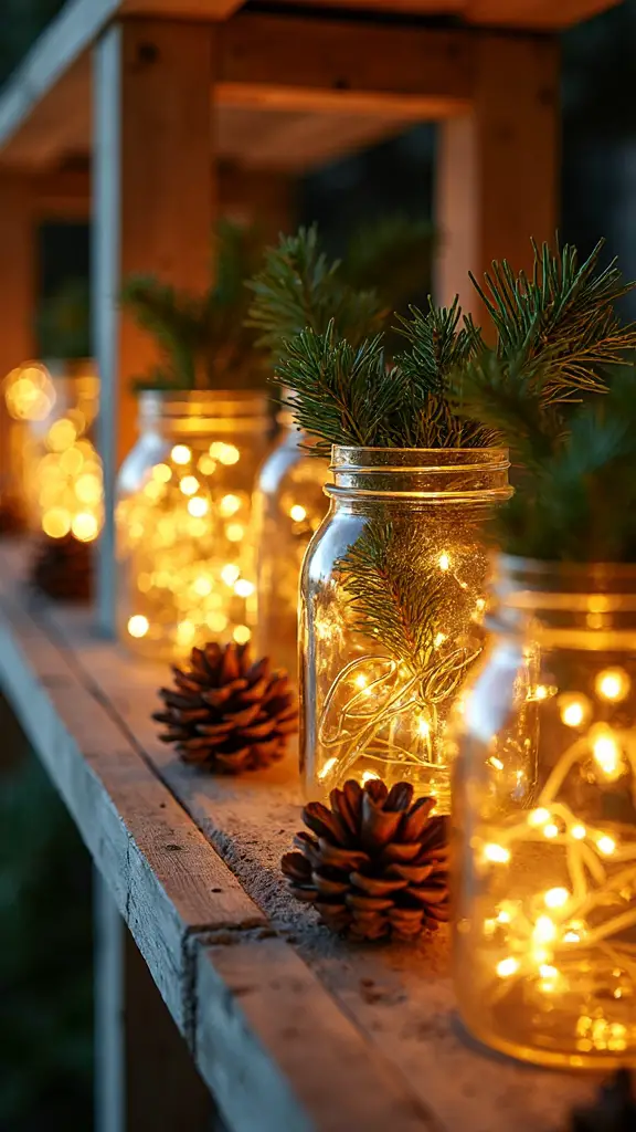 rustic winter holiday lighting decor
