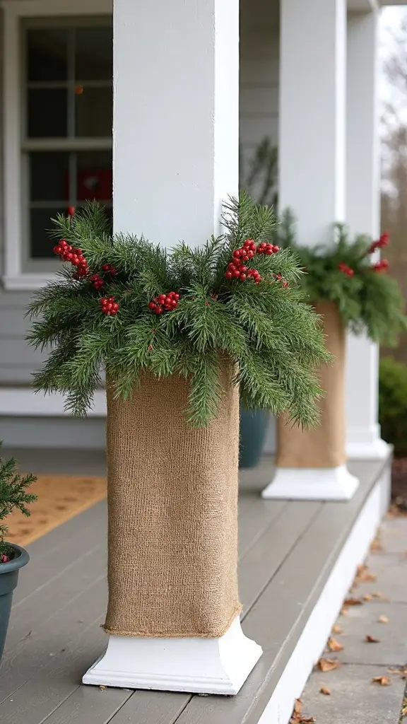rustic winter porch pillar d cor