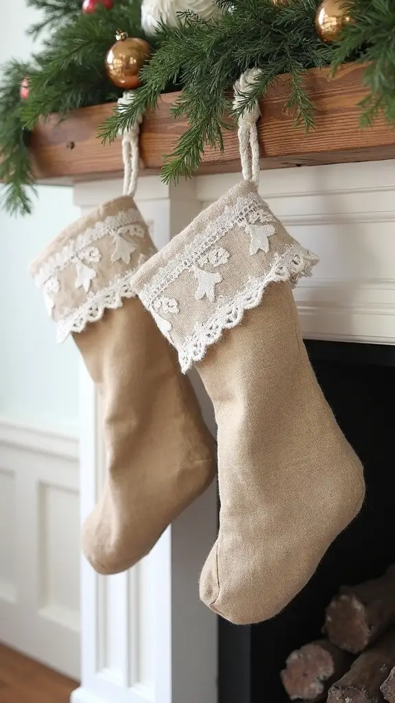 rustic yet sophisticated farmhouse christmas stockings