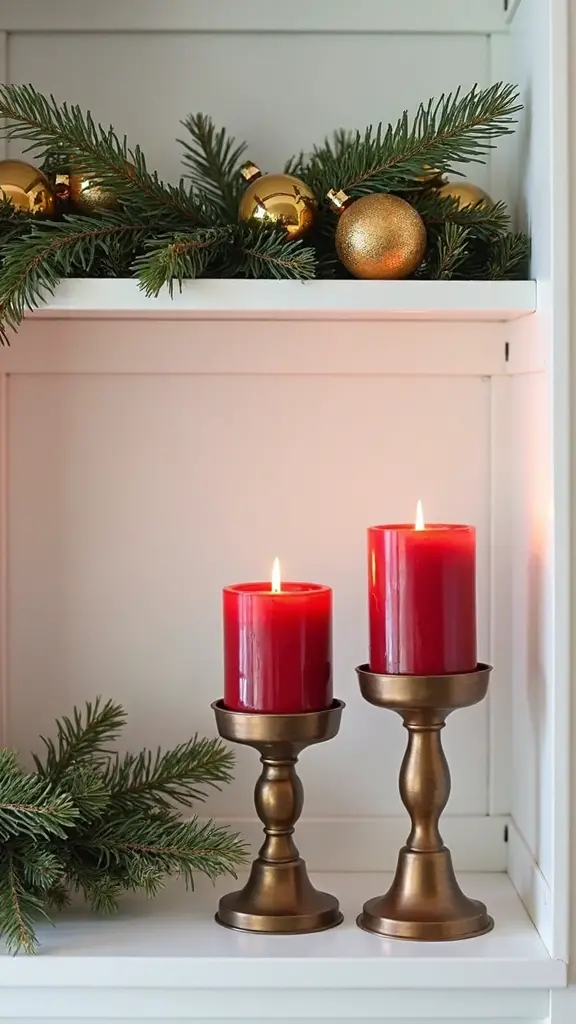seasonal candle decor for shelving