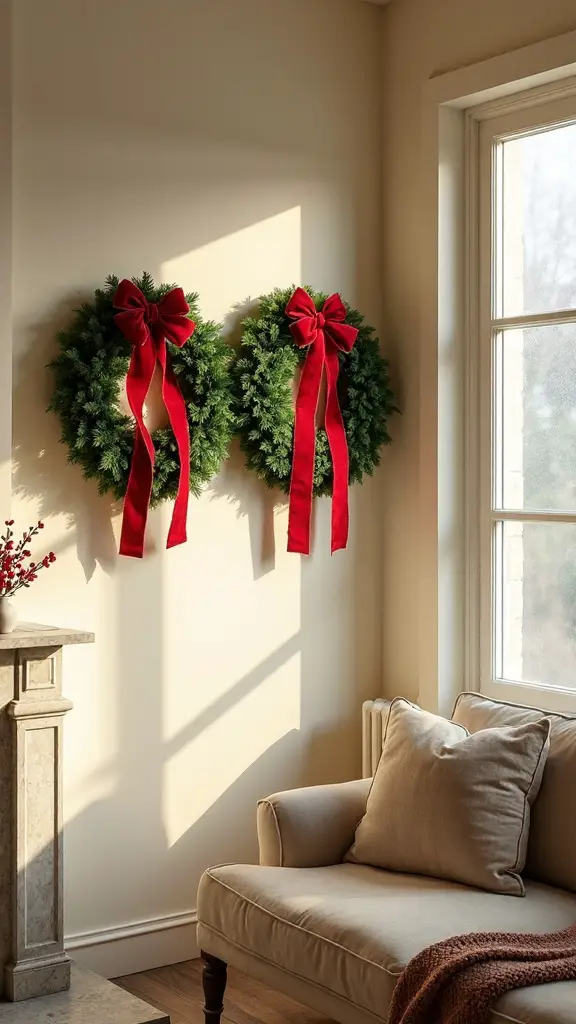 seasonal wall hanging wreath decor