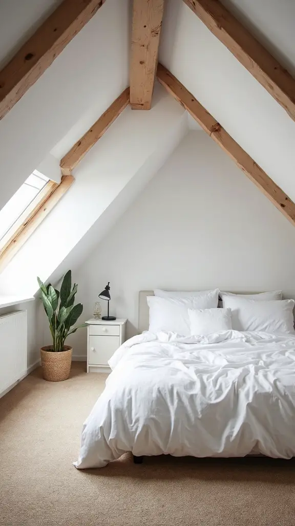 serene bright airy minimalist attic bedroom
