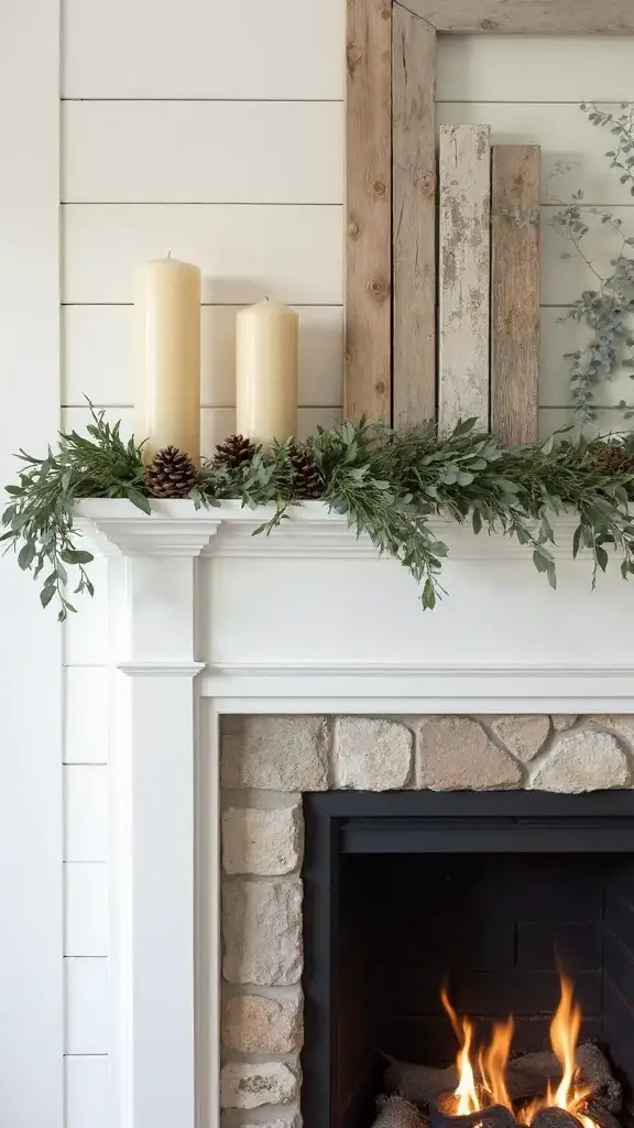 serene intentional minimalist natural mantel styling