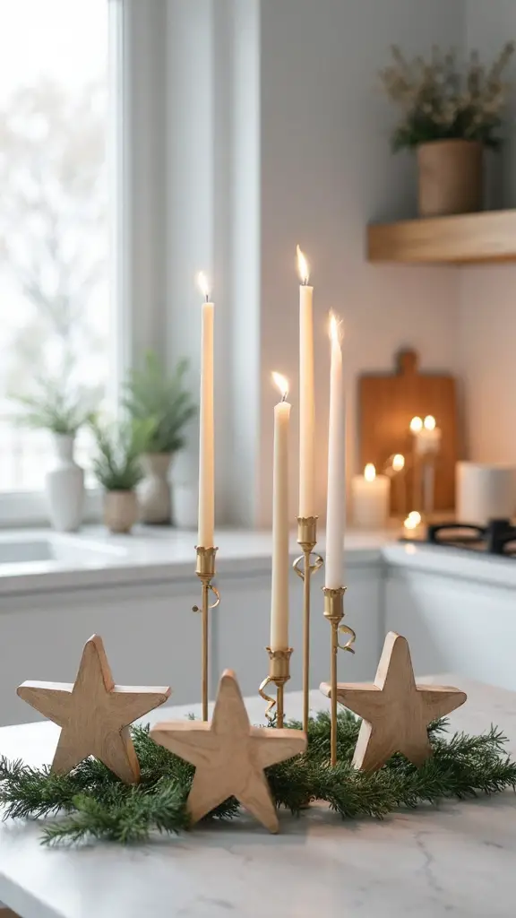 serene scandinavian wooden star arrangement