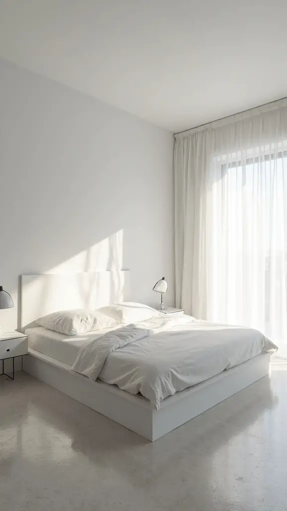serene white minimalist bedroom sanctuary