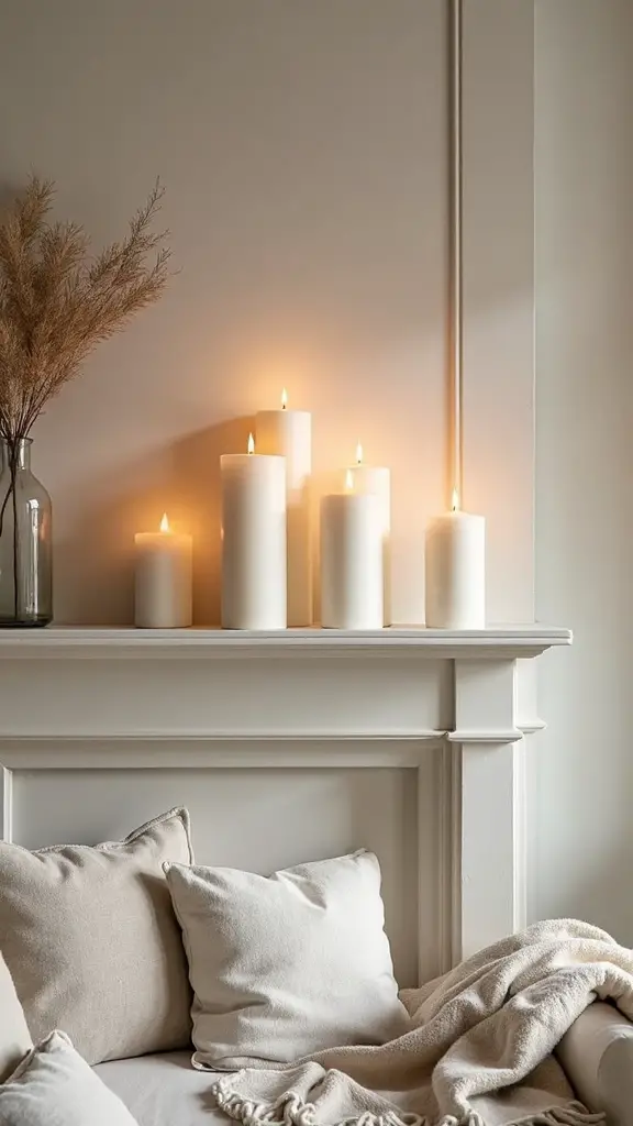 serene winter wonderland with candle ambiance