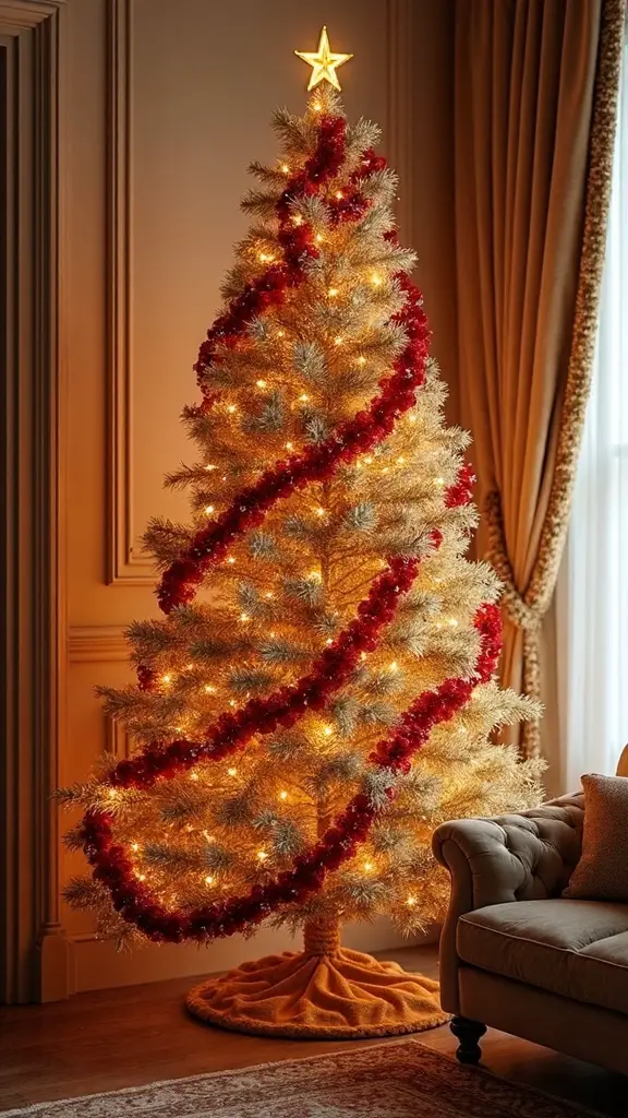 shimmering gold red ribbon warm glow