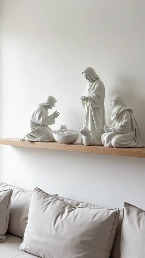 sleek geometric minimalist nativity sculptures