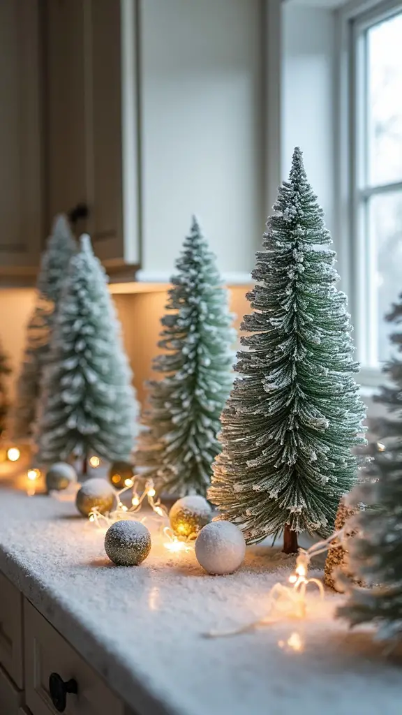 snowy pine forest cabinet scene