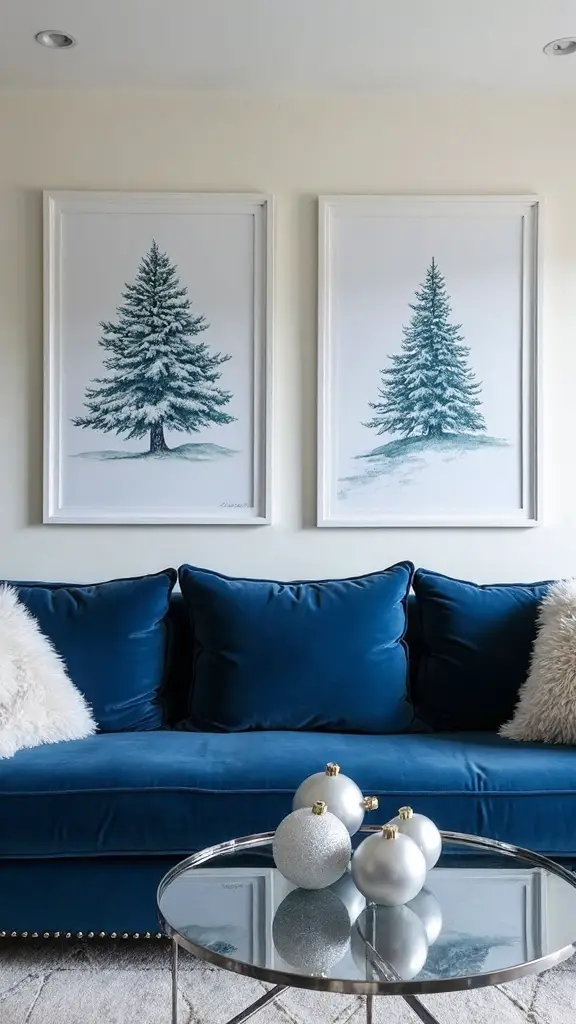 sophisticated blue winter holiday artwork