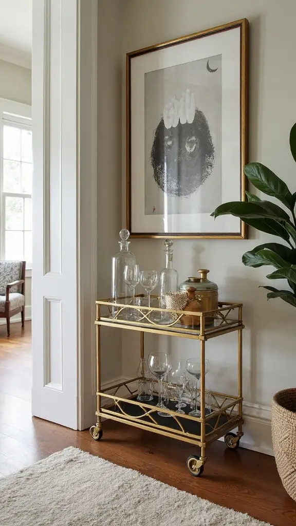 sophisticated corner bar cart entertainment