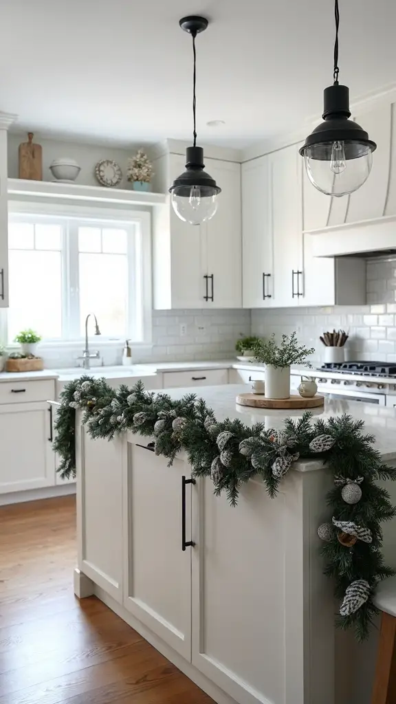 sophisticated farmhouse festive kitchen centerpiece