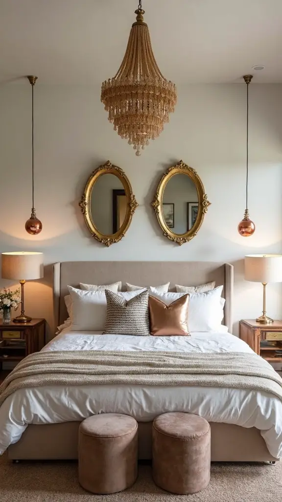 sophisticated metallic boho bedroom accents
