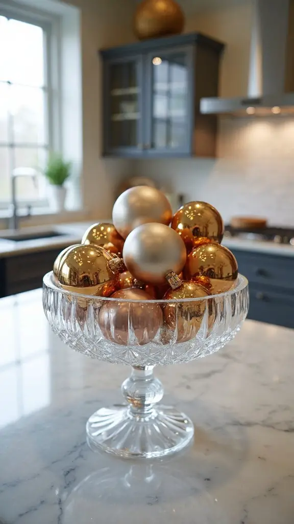 sophisticated metallic ornament display centerpiece