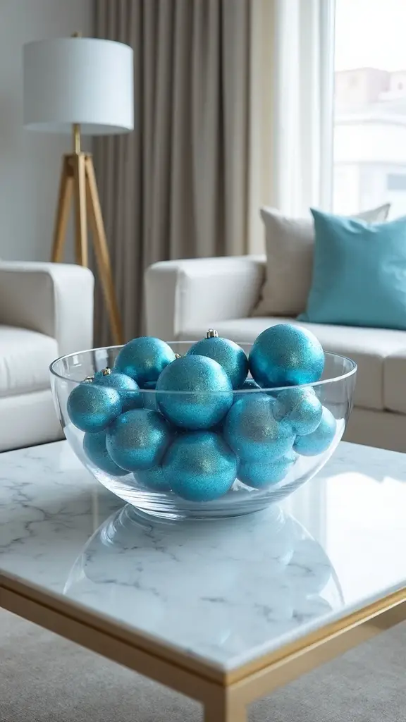 sparkling cerulean glass ornament displays