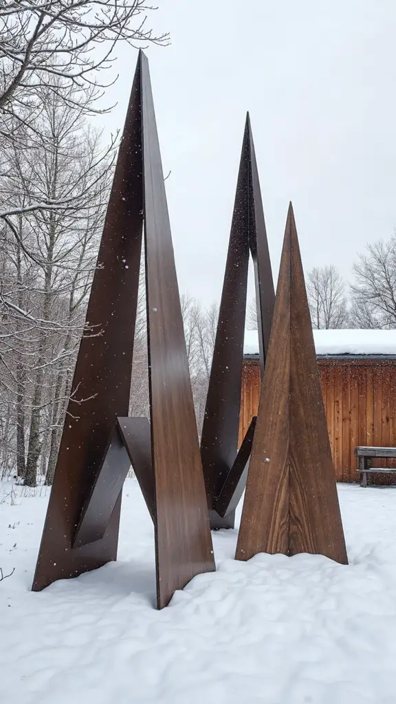 striking metallic wooden abstract trees
