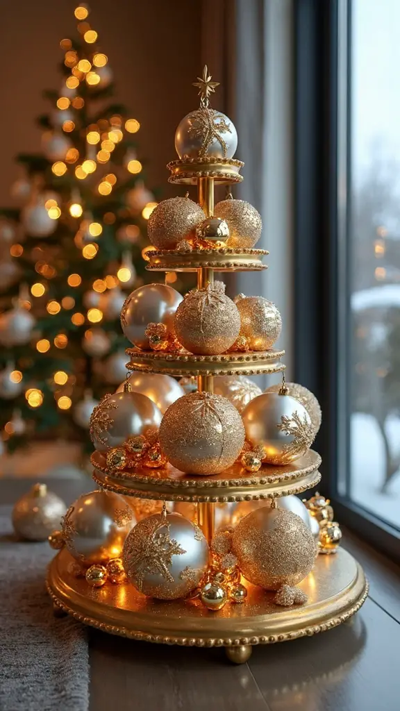 stylish tiered ornament display