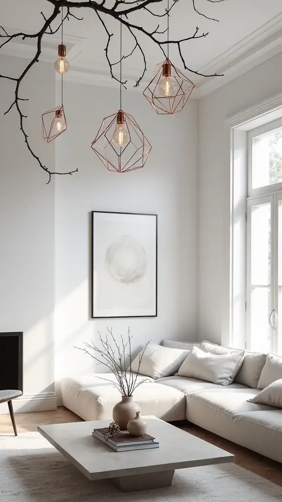 suspended sculptural ceiling geometric ornament display