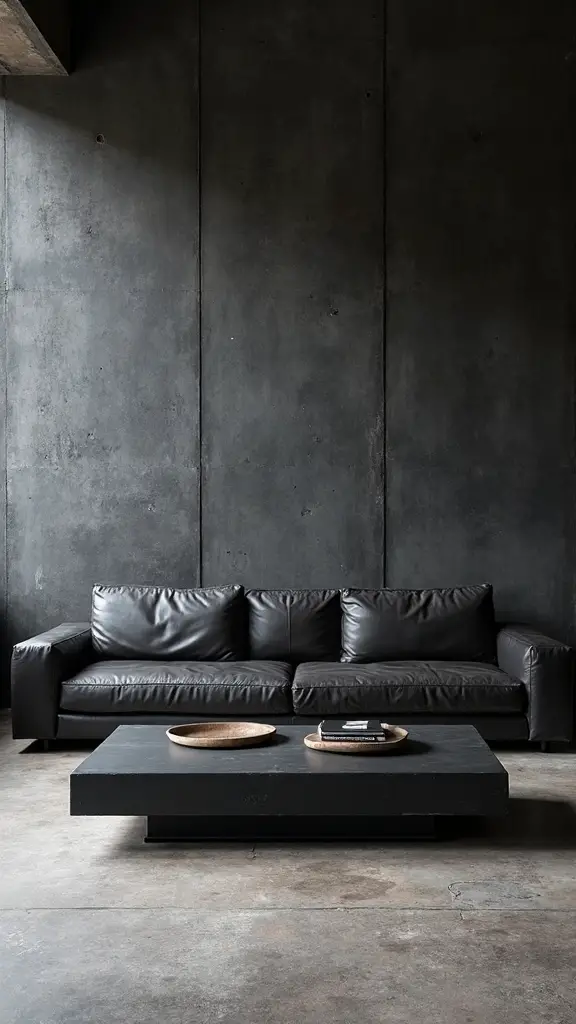 textured charcoal accent wall highlights