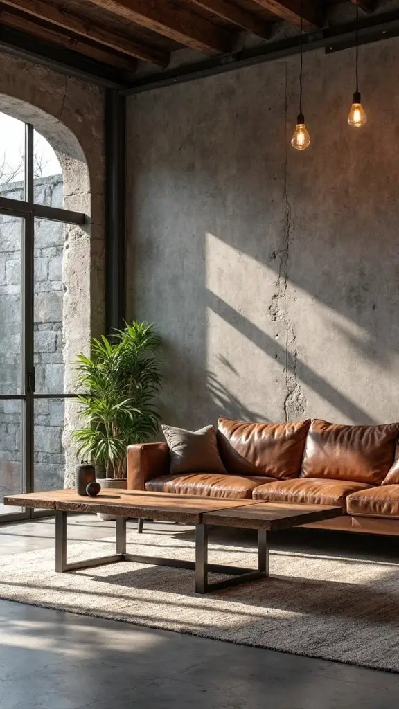 textured concrete accent walls create depth