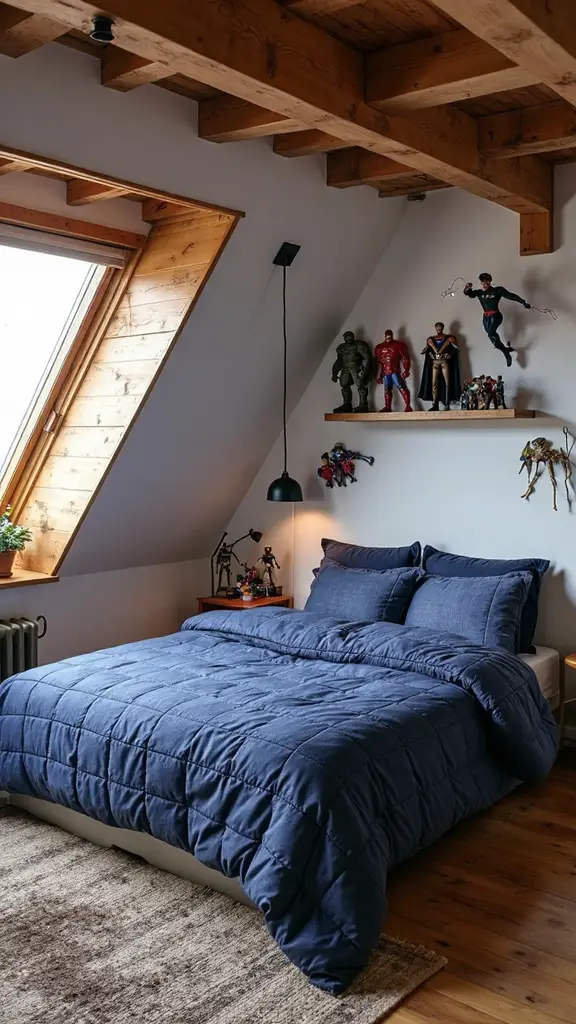 themed decor personalizes attic bedroom