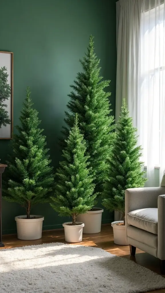 tiered potted evergreen christmas tree display