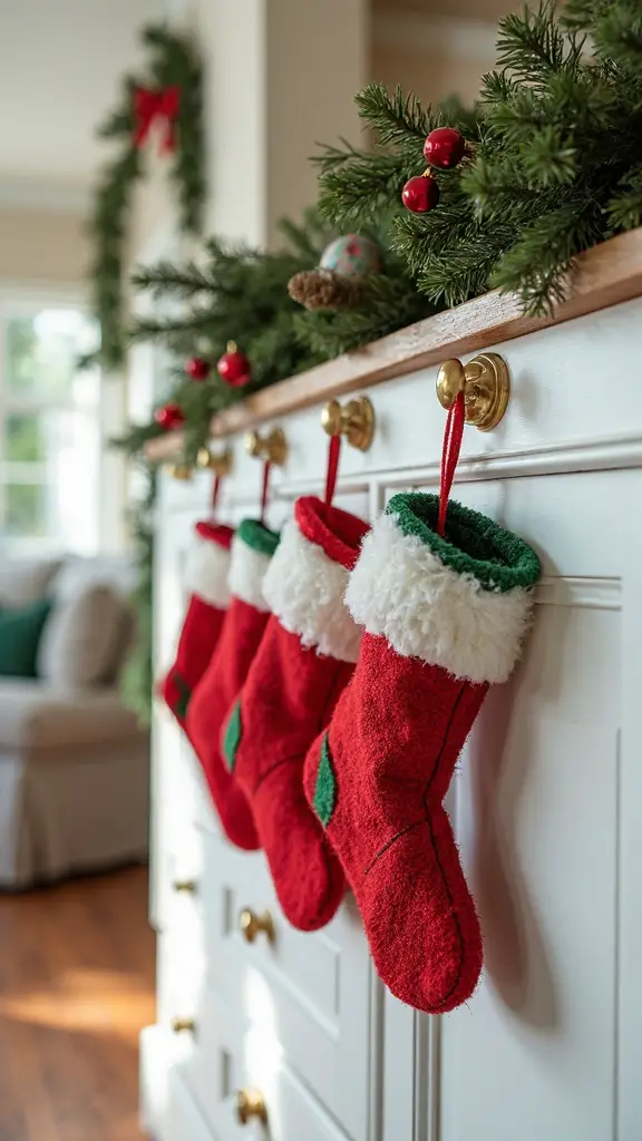 transform cabinet hardware into holiday decor