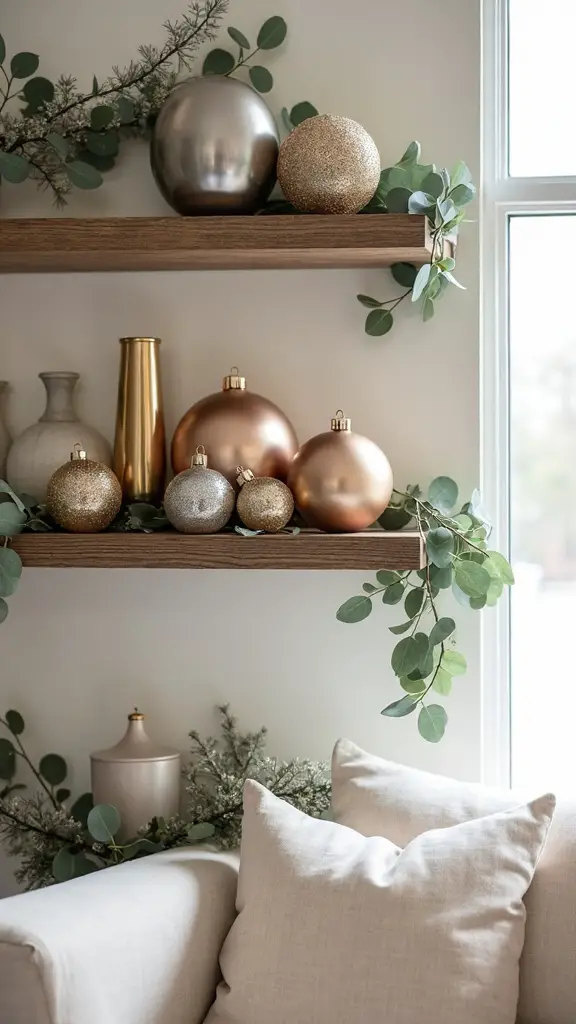 understated metallic ornament arrangements