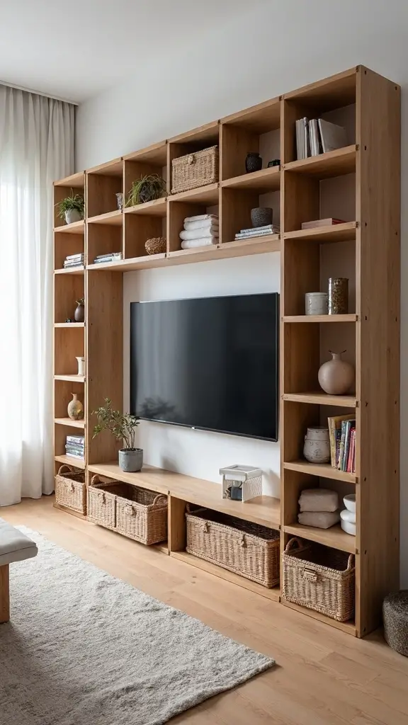 versatile customizable media wall shelving