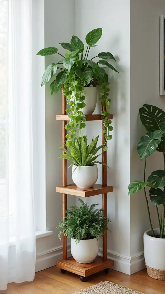 vertical corner plant display solution