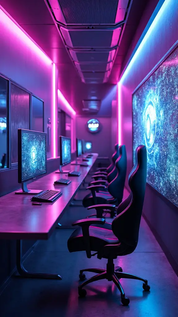 vibrant futuristic digital gaming oasis