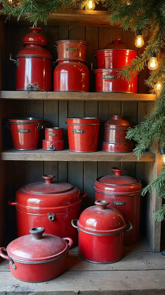 vintage holiday bakeware as decor