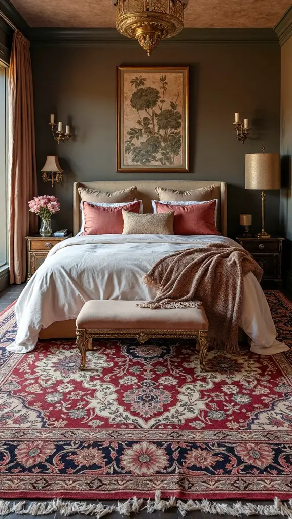 vintage rugs enhance bohemian sanctuary