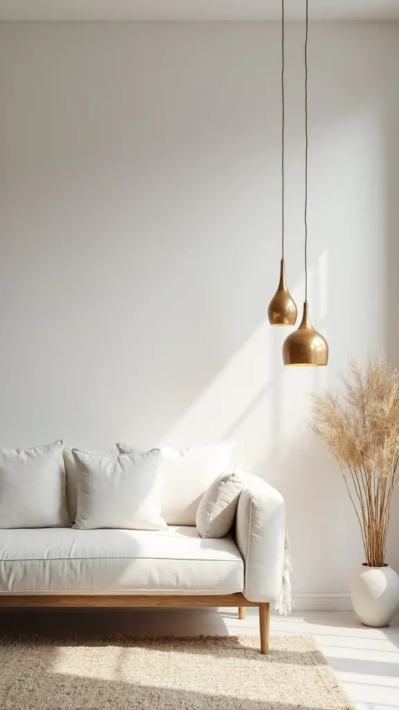 warm lighting balances minimalist white decor