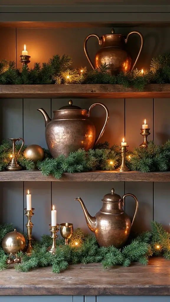 warm metallic farmhouse holiday accents