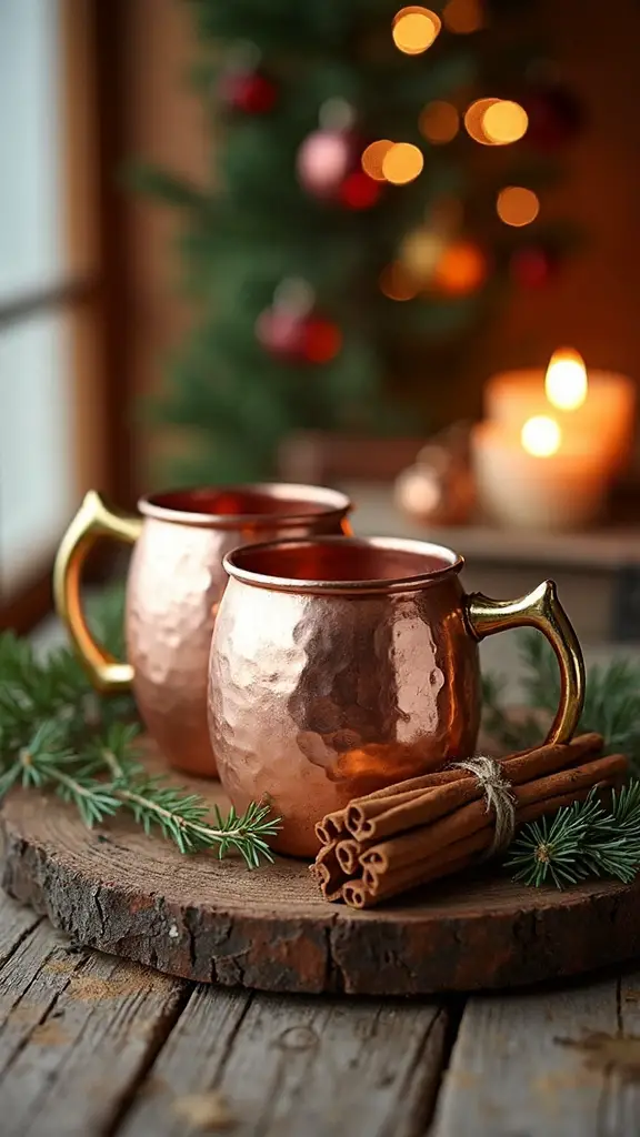 warm rustic copper cinnamon centerpieces