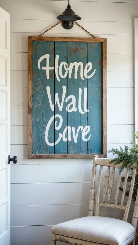 weathered blue farmhouse holiday wood signs