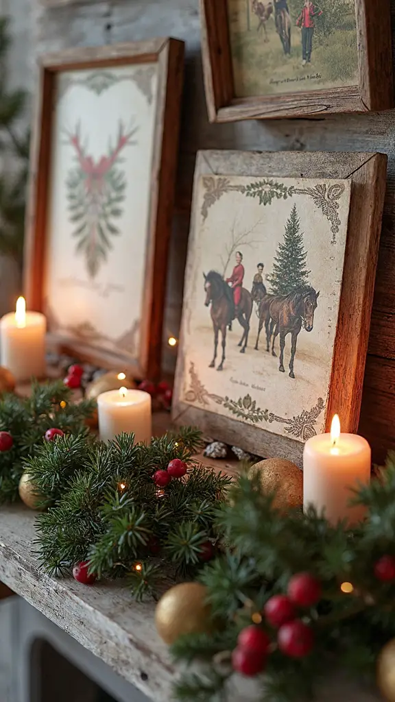 weathered vintage christmas card displays