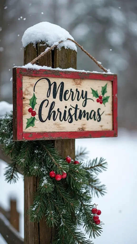 weathered wooden hand painted nostalgic christmas signs