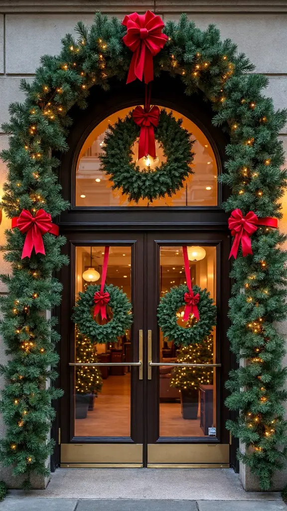 welcoming oversized holiday entranceway decor